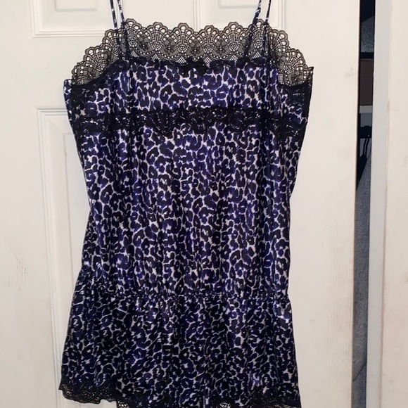 VICTORIA’S SECRET Purple Leopard Print Satin Lace Romper Size: L new with tags - Picture 3 of 7